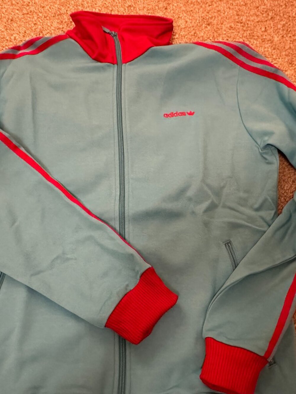 Adidas beckenbauer track jacket Large Light Blue Red